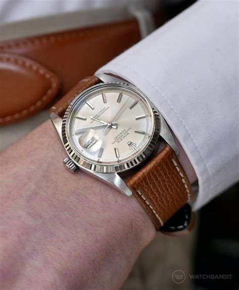 rolex with leather strap|leather strap for rolex datejust.